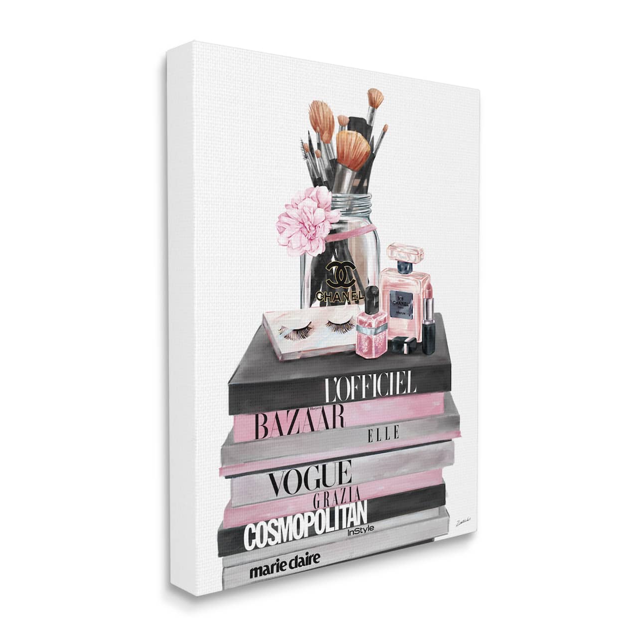 Stupell Industries Fashion Accessories Glam Magazine Book Stack Canvas Wall Art